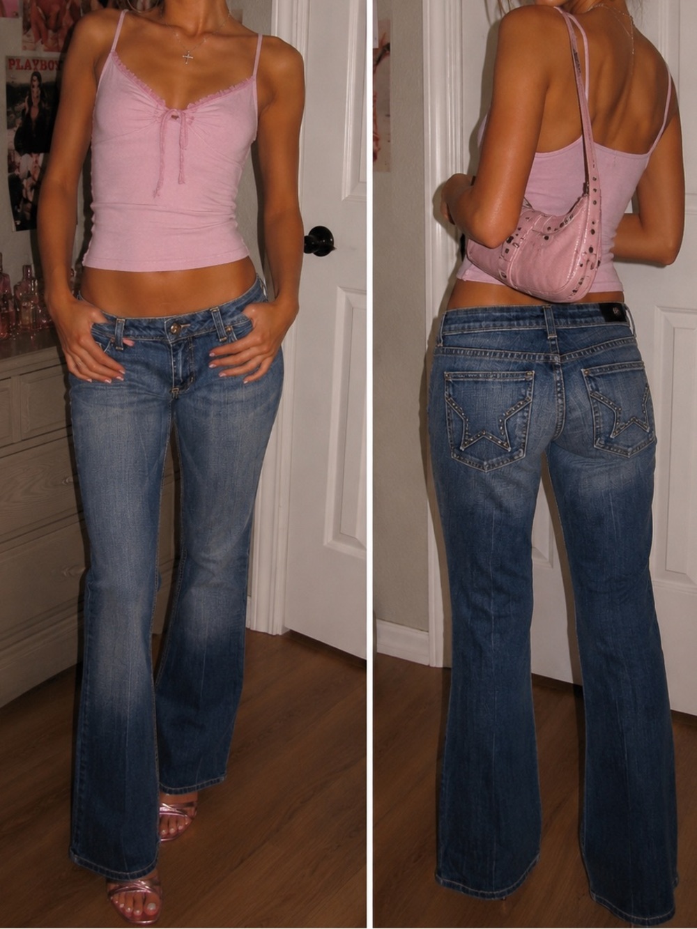Y2K People’s Liberation Medium Wash Star Embroidered Lowrise Bootcut Jean Sz 29